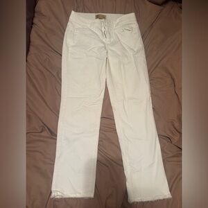 Democracy Ab Technology White Straight Leg Jeans Raw Hem Size 6